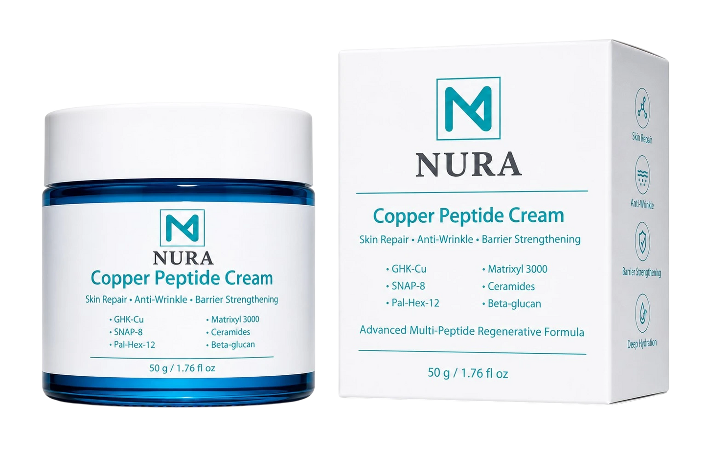 NURA Copper Peptide Cream – Skin Repair, Anti-Wrinkle & Barrier Strengthening (50g)
