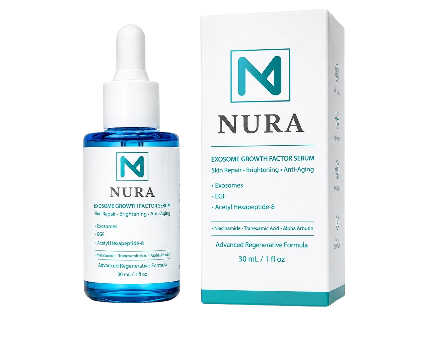 NURA Exosome Growth Factor Serum – Skin Repair, Brightening & Anti-Aging (30ml)