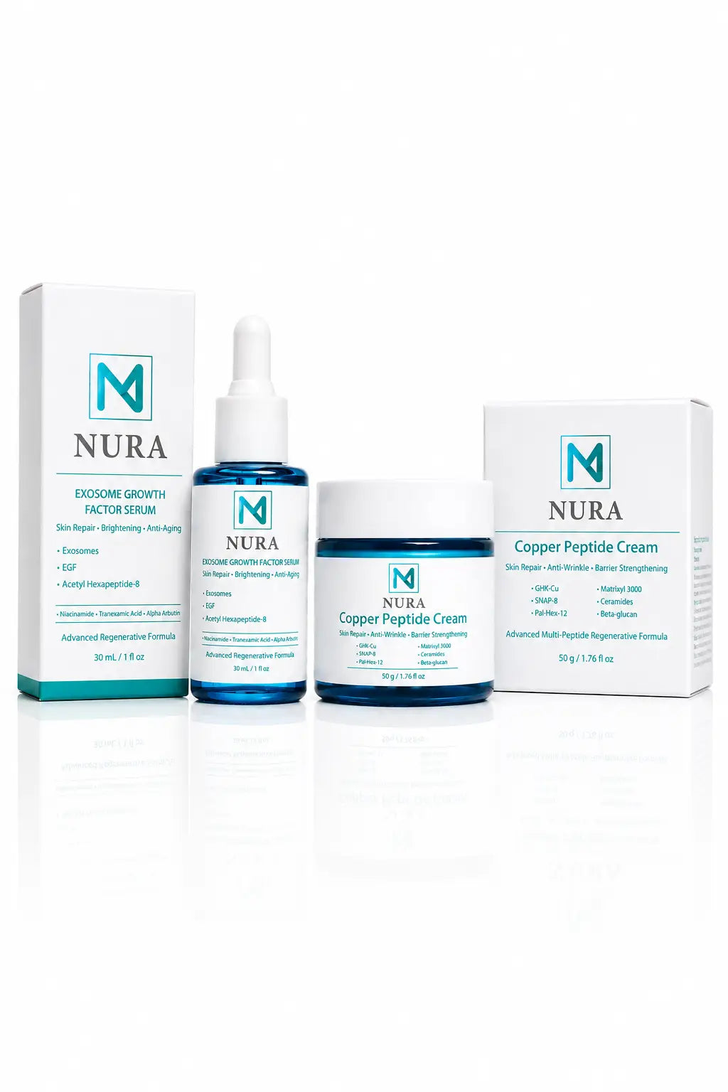 Nura Copper Peptide Cream and Exosome Growth Factor Serum