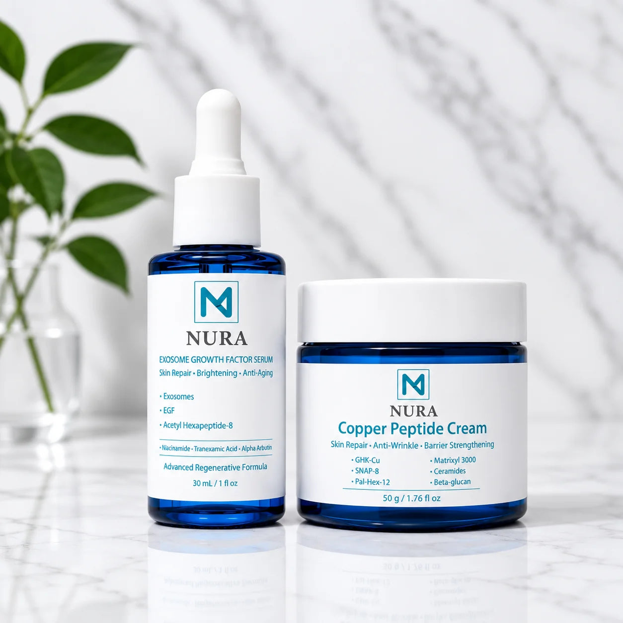 Nura Copper Peptide Cream and Exosome Growth Factor Serum